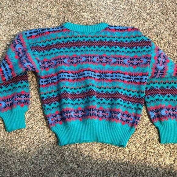 VTG Sears Boys Sweater Green Red Blue Size 6 - Picture 7 of 7